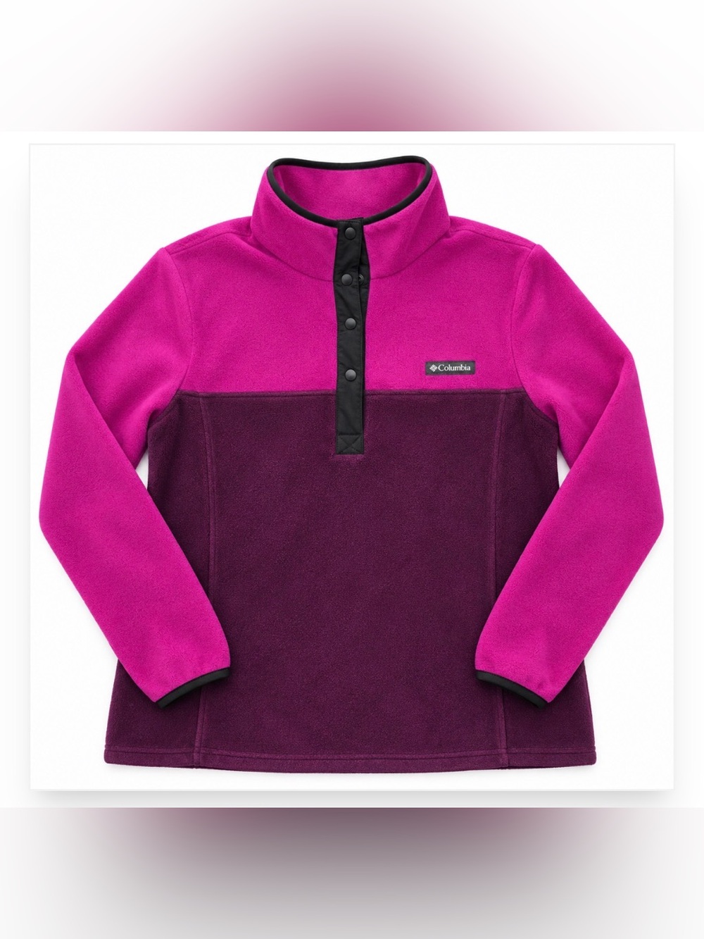 Columbia Three Lakes Half Snap Fleece Pullover Women’s XL Pink Purple Colorblock